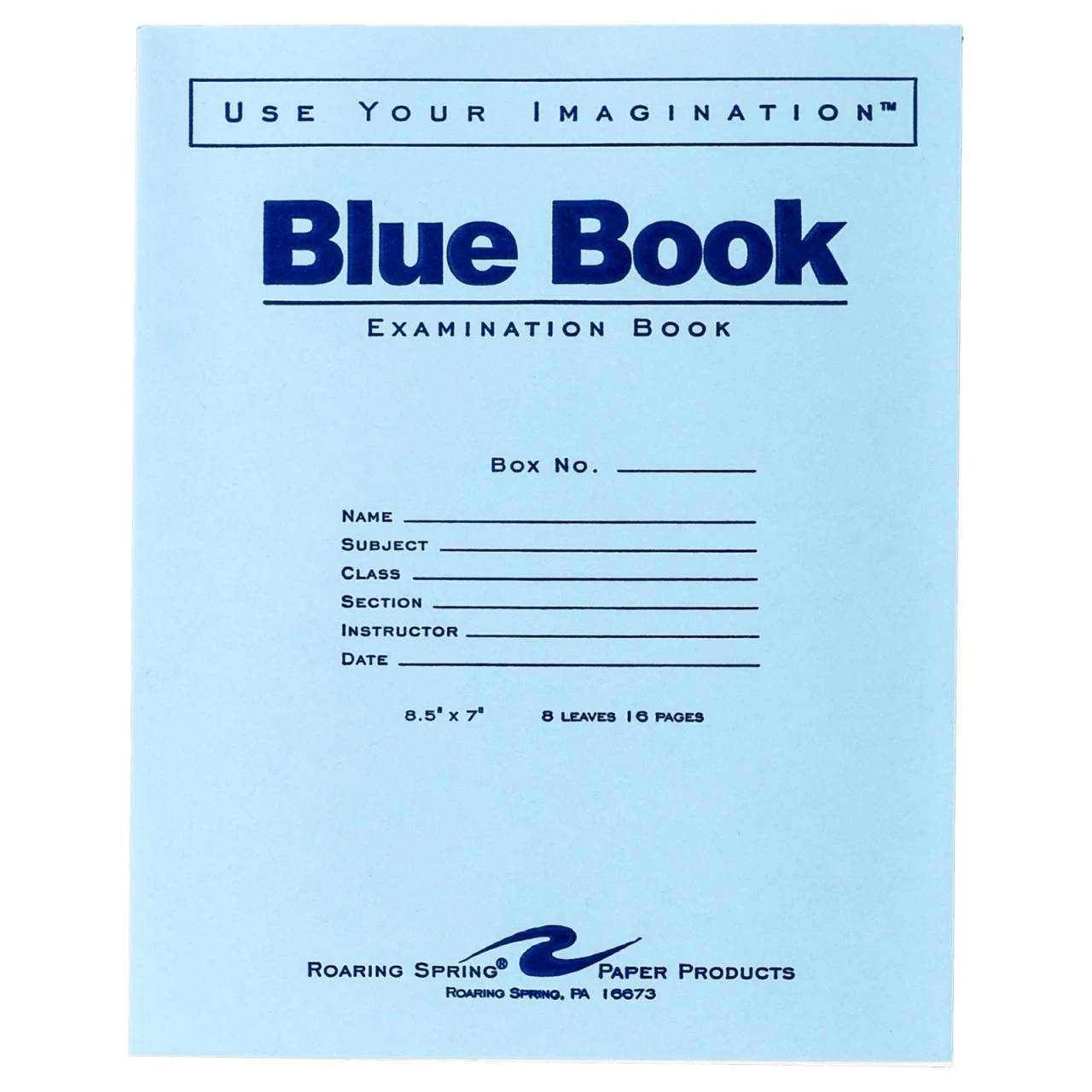Roaring Spring Blue Exam Book, Legal Rule, 8-1/2 x 7, White - 8 Sheets